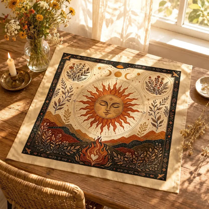 Triple Moon Sun Goddess Altar Cloth Pagan Litha Ritual Decor-MoonChildWorld
