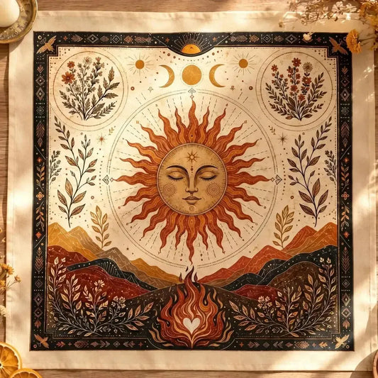 Triple Moon Sun Goddess Altar Cloth Pagan Litha Ritual Decor-MoonChildWorld