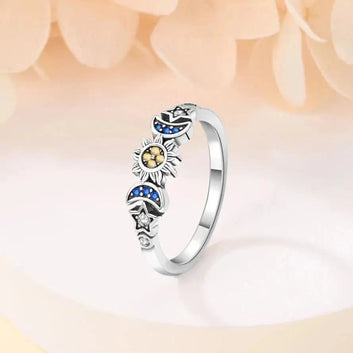 Triple Moon Sun Ring Wiccan Ring