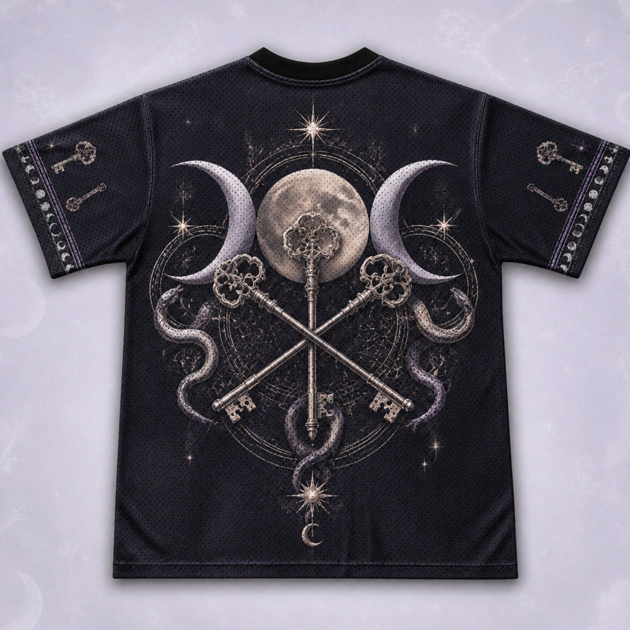 Triple Moon Three Witches T-Shirt Skeleton Key Serpent Tee back view