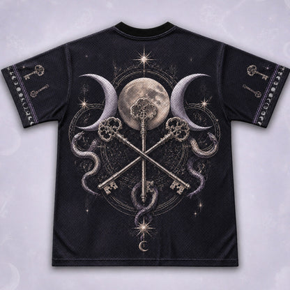 Triple Moon Three Witches T-Shirt Skeleton Key Serpent Tee back view