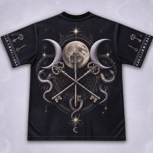 Triple Moon Three Witches T-Shirt Skeleton Key Serpent Tee back view