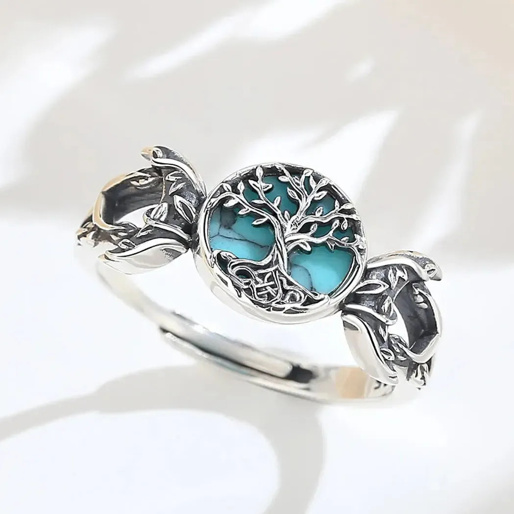 Triple Moon Goddess Turquoise Ring, 925 Sterling Silver, product view 3 of 5