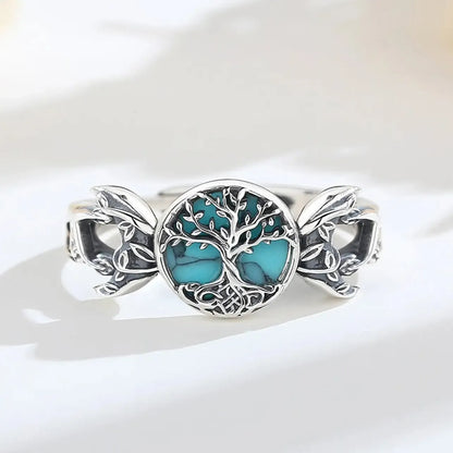 Triple Moon Goddess Turquoise Ring, 925 Sterling Silver, product view 4 of 5