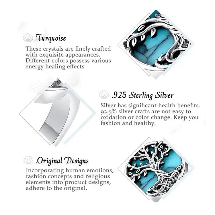 Triple Moon Goddess Turquoise Ring, 925 Sterling Silver, product view 5 of 5