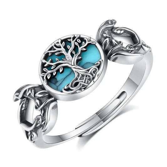 Triple Moon Goddess Turquoise Ring, 925 Sterling Silver, product view 1 of 5