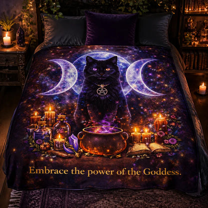 Triple Moon Wicca Black Cat Blanket Occult Cat Blanket for Witch Home Decor_mockup_2.webp