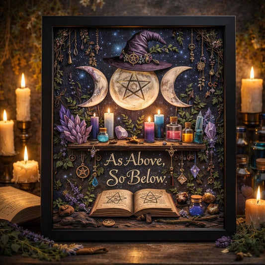 Triple Moon Wicca Black Framed Art Print - Witchy Canvas Wall Art for Pagan Home Decor-MoonChildWorld