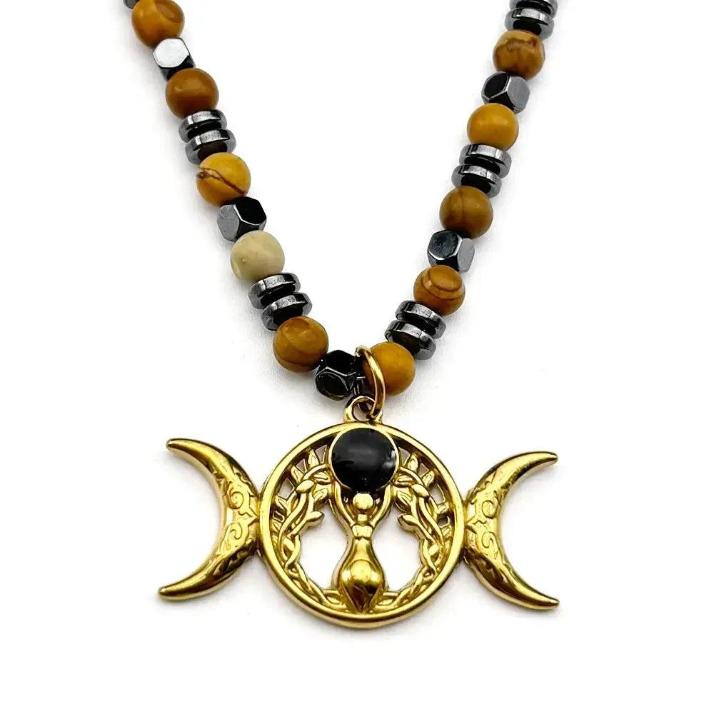 Triple Moon Wicca Goddess Necklace Pagan Goddess Jewelry-MoonChildWorld