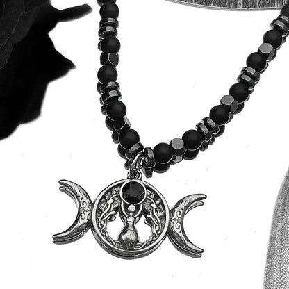 Triple Moon Wicca Goddess Necklace Pagan Goddess Jewelry-MoonChildWorld