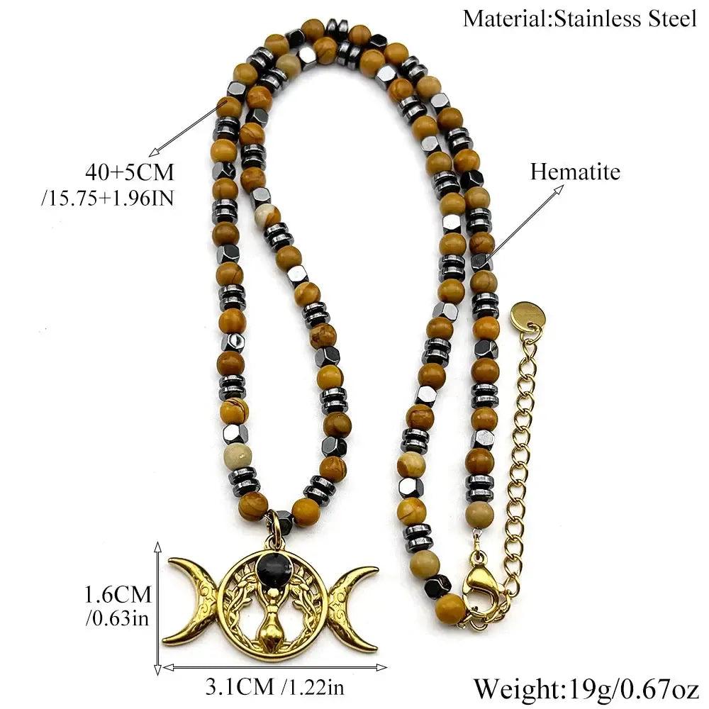 Triple Moon Wicca Goddess Necklace Pagan Goddess Jewelry-MoonChildWorld