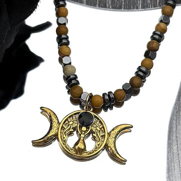 Triple Moon Wicca Goddess Necklace Pagan Goddess Jewelry-MoonChildWorld