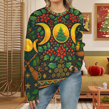 Triple Moon Wicca Yule Sweatshirt Pagan Christmas Sweater-MoonChildWorld