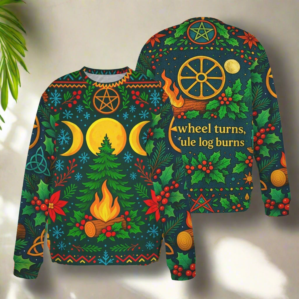 Triple Moon Wicca Yule Sweatshirt Pagan Christmas Sweater-MoonChildWorld