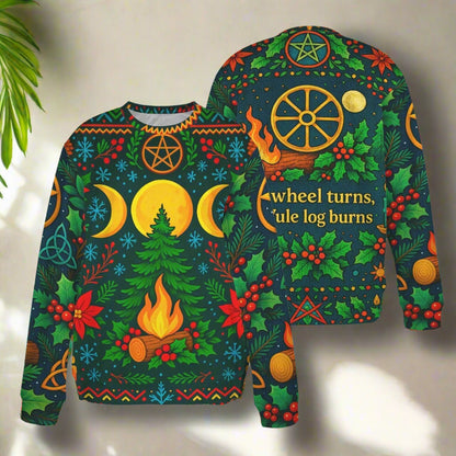 Triple Moon Wicca Yule Sweatshirt Pagan Christmas Sweater-MoonChildWorld
