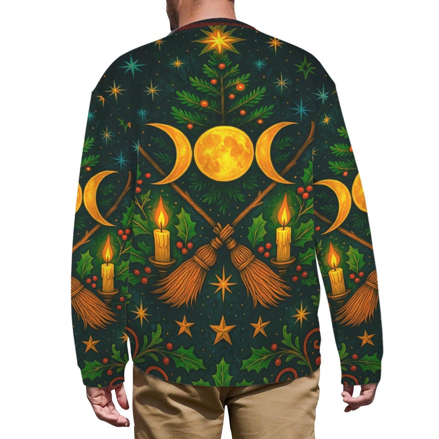 Triple Moon Wicca Yule Sweatshirt Pentacle Pagan Christmas Sweater-MoonChildWorld
