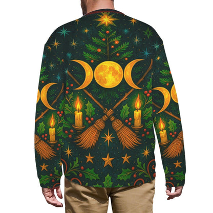 Triple Moon Wicca Yule Sweatshirt Pentacle Pagan Christmas Sweater-MoonChildWorld