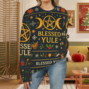 Triple Moon Wicca Yule Sweatshirt Yule Goddess Pagan Christmas Sweater-MoonChildWorld