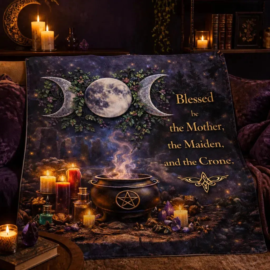 Triple Moon Wiccan Blanket for Pagan Yule Witchy Home Decor_mockup_2.webp