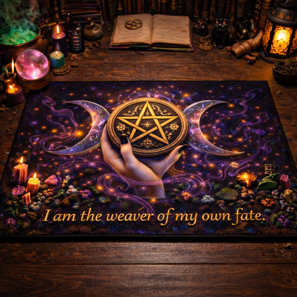 Triple Moon Witchy Doormat – Wicca Pagan Welcome Mat for Yule Home Decor-MoonChildWorld
