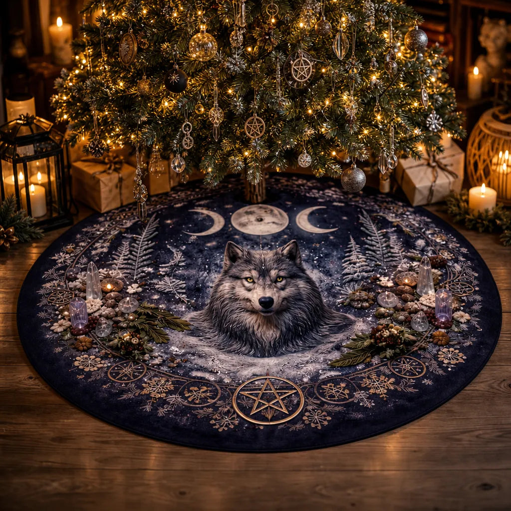 Triple Moon Wolf Yule Tree Skirt – Pagan Witchy Gothic Decor_mockup_1.webp