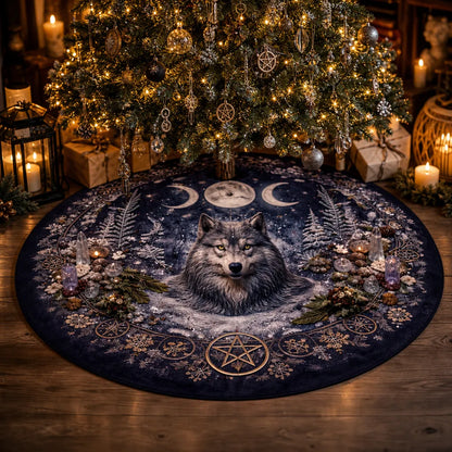 Triple Moon Wolf Yule Tree Skirt – Pagan Witchy Gothic Decor_mockup_1.webp