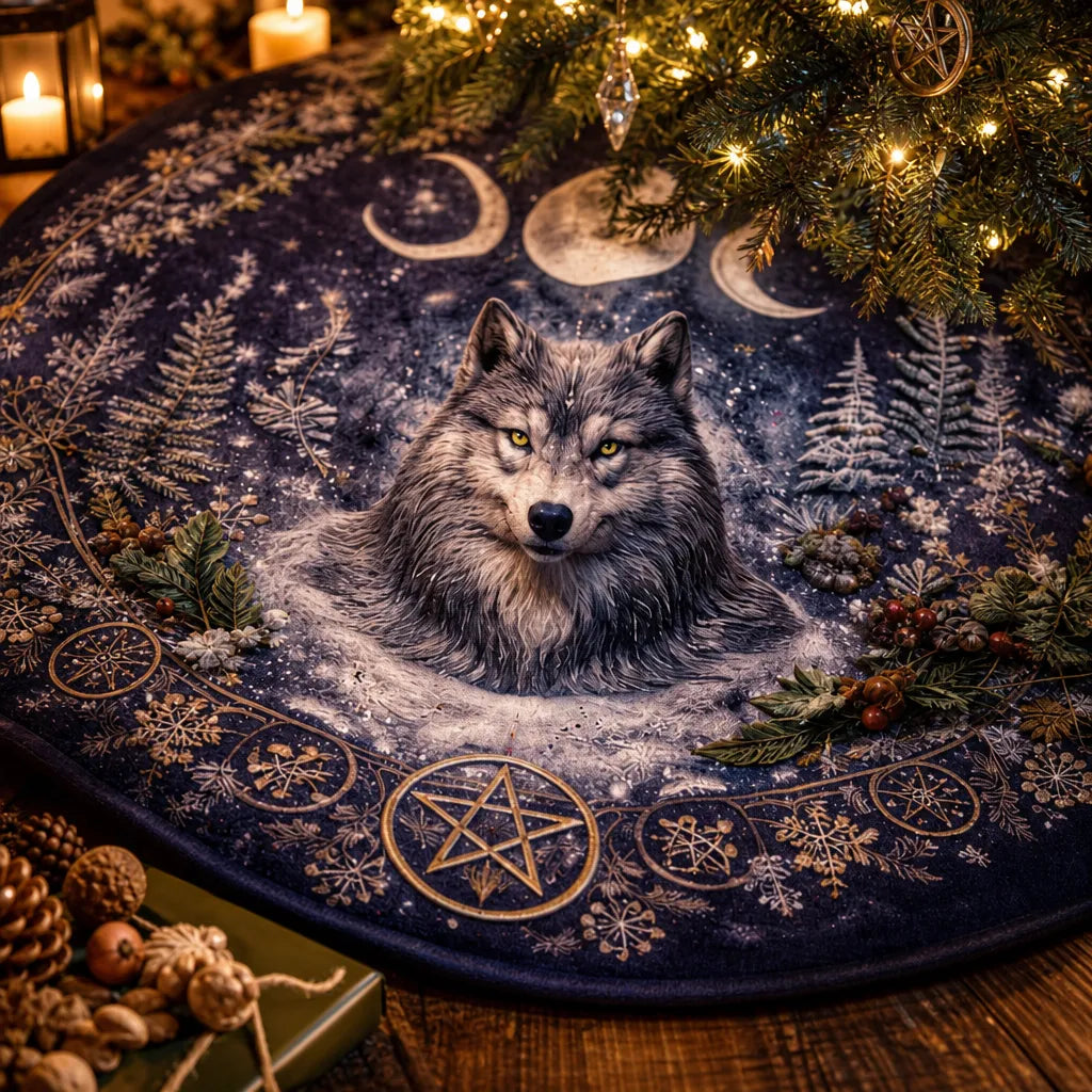 Triple Moon Wolf Yule Tree Skirt – Pagan Witchy Gothic Decor_mockup_4.webp