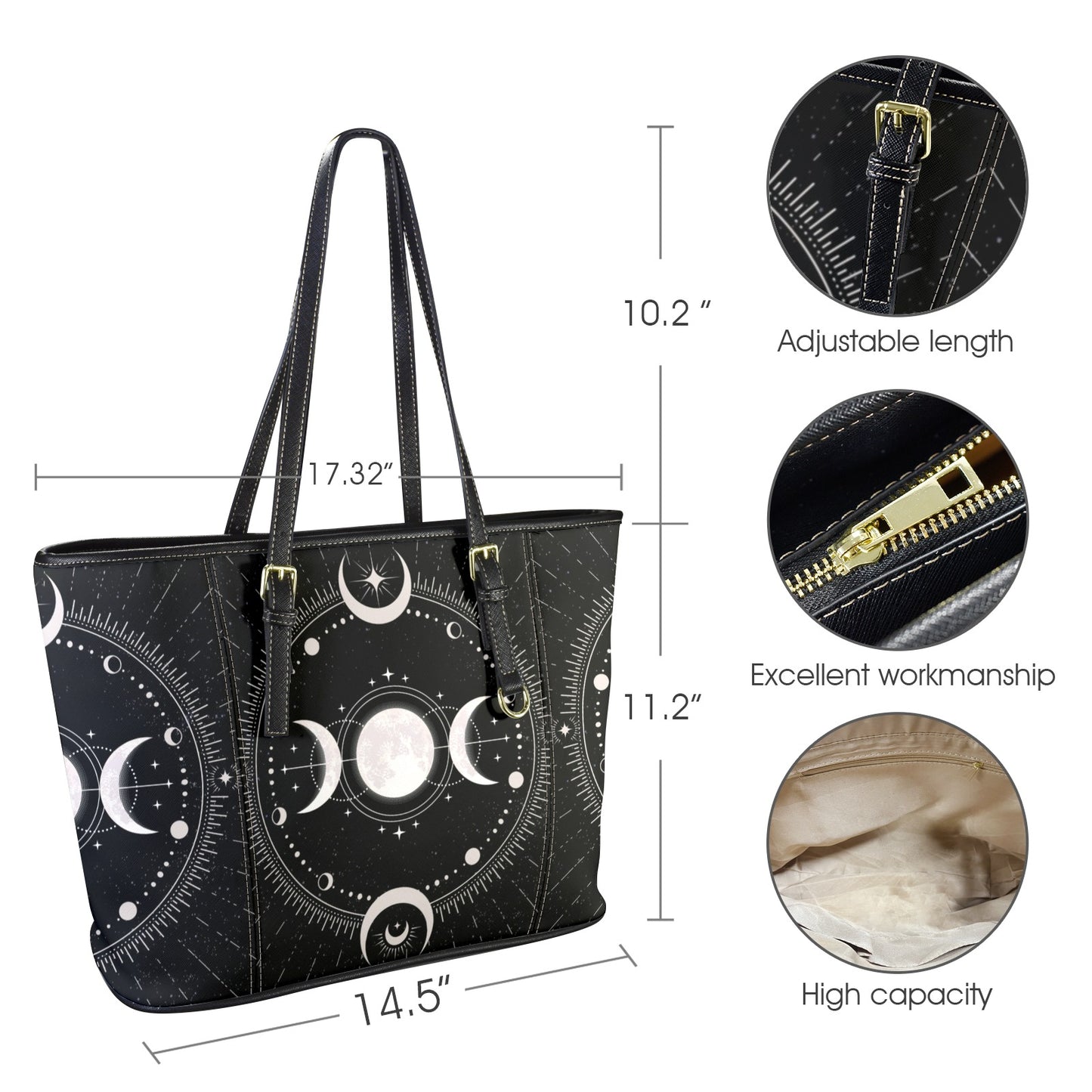 Triple moon Wicca Tote Bag-MoonChildWorld