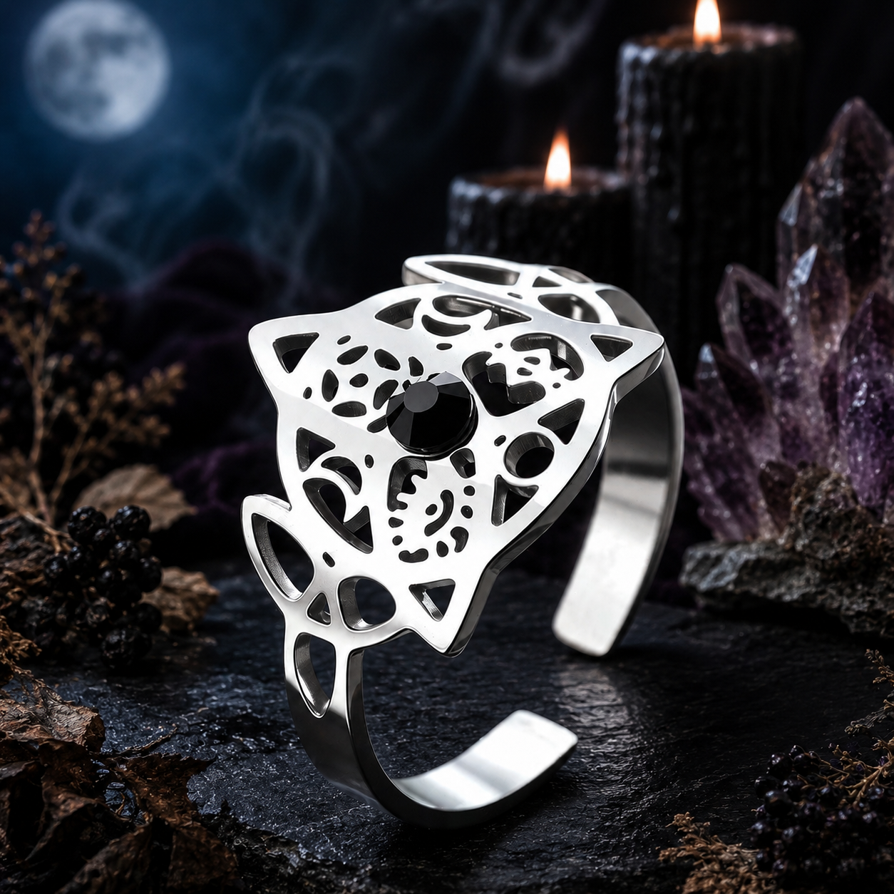 Triquetra Trinity Knot Adjustable Ring Celtic Knot Open Ring-MoonChildWorld