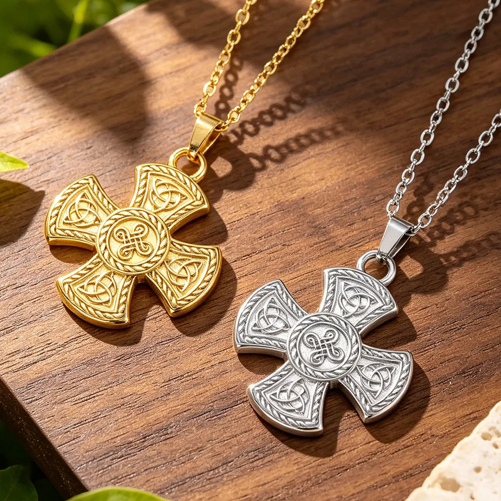 Triquetra Trinity Knot Cross Necklace Celtic Norse Amulet-MoonChildWorld