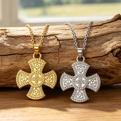 Triquetra Trinity Knot Cross Necklace Celtic Norse Amulet-MoonChildWorld