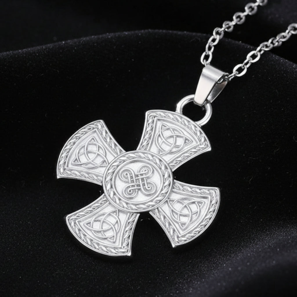 Triquetra Trinity Knot Cross Necklace Celtic Norse Amulet-MoonChildWorld