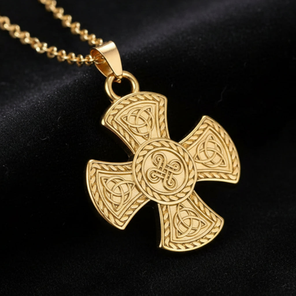 Triquetra Trinity Knot Cross Necklace Celtic Norse Amulet-MoonChildWorld