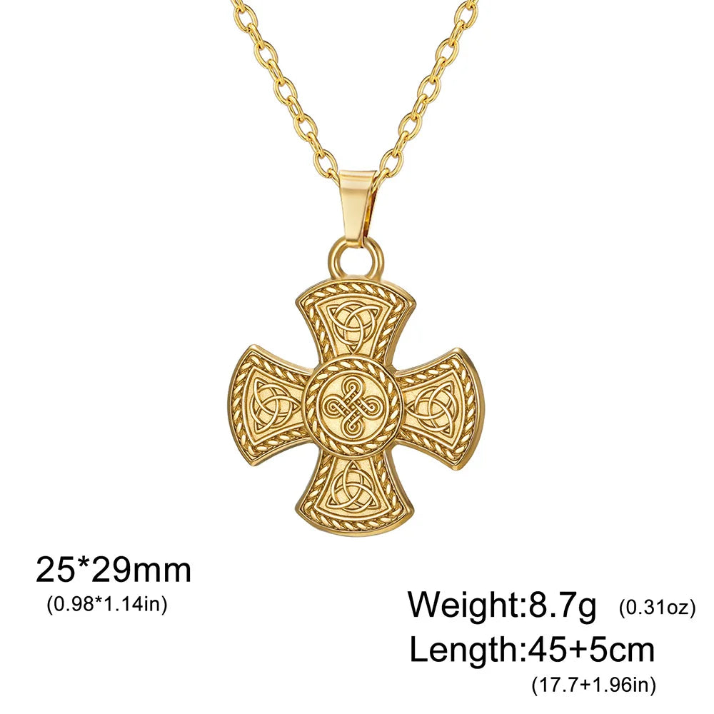 Triquetra Trinity Knot Cross Necklace Celtic Norse Amulet-MoonChildWorld
