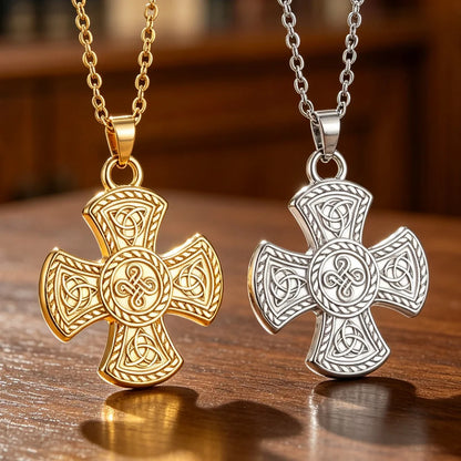 Triquetra Trinity Knot Cross Necklace Celtic Norse Amulet-MoonChildWorld