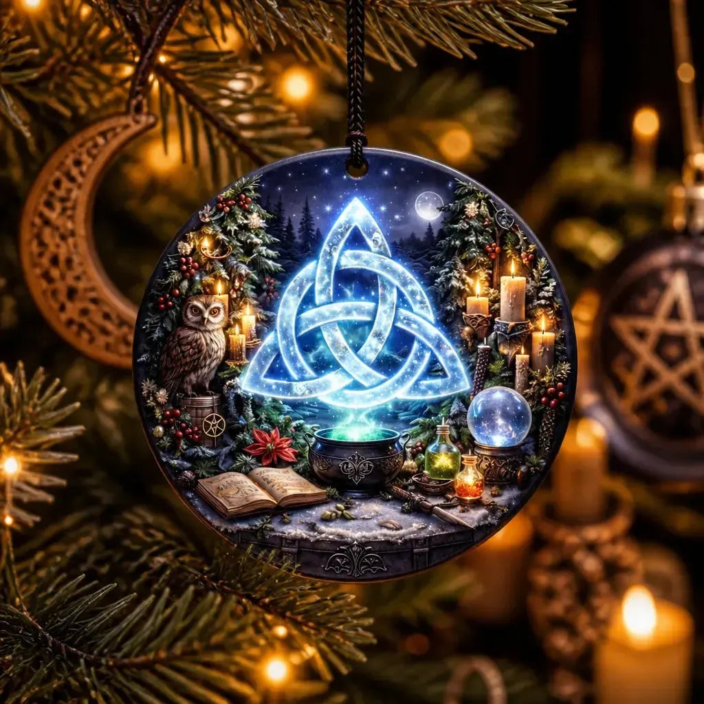 Triquetra Wicca Pagan Yule Ceramic Ornament – Witchy Christmas Decoration_mockup_1.webp
