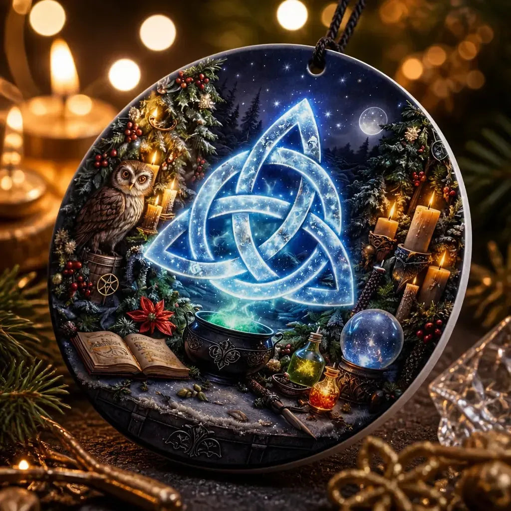 Triquetra Wicca Pagan Yule Ceramic Ornament – Witchy Christmas Decoration_mockup_2.webp