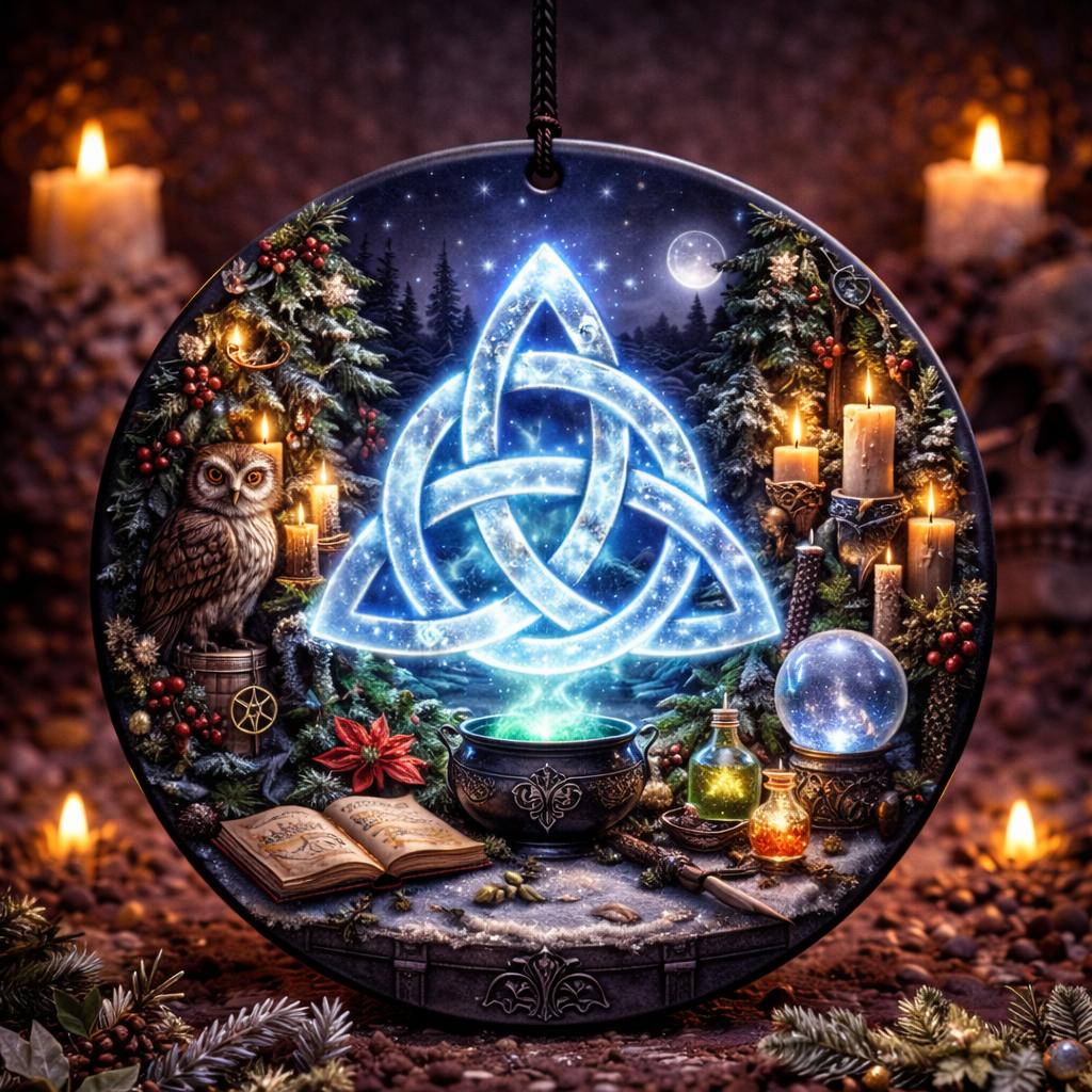 Triquetra Wicca Pagan Yule Ceramic Ornament – Witchy Christmas Decoration-MoonChildWorld