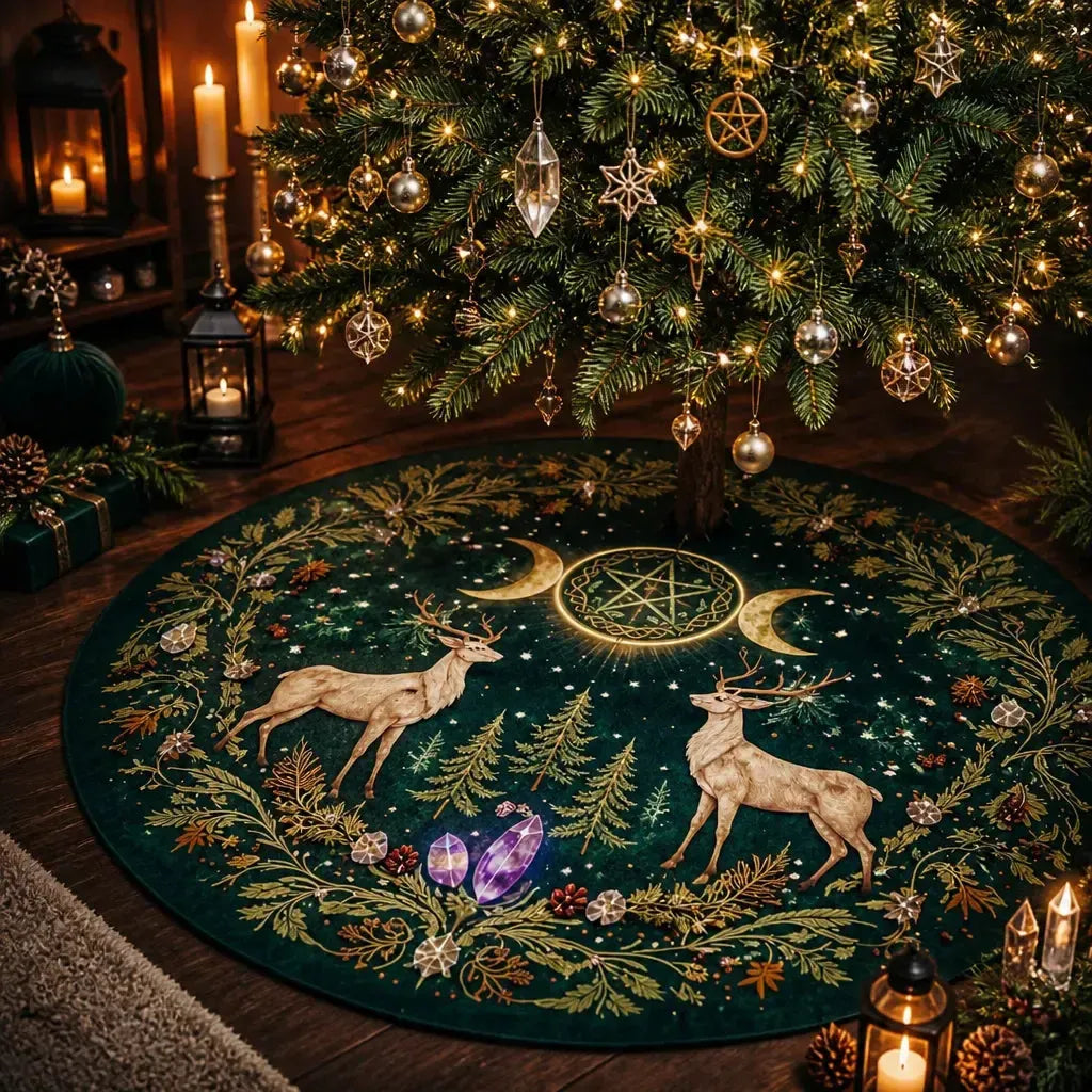 Moon Phases Yule Tree Skirt – Pagan Witch Gothic Decor_mockup_2.webp