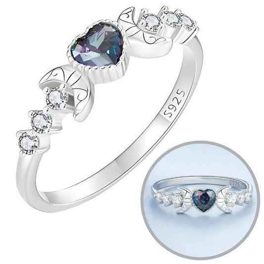 Silver Heart Triple Moon Ring Wiccan Jewelry-MoonChildWorld