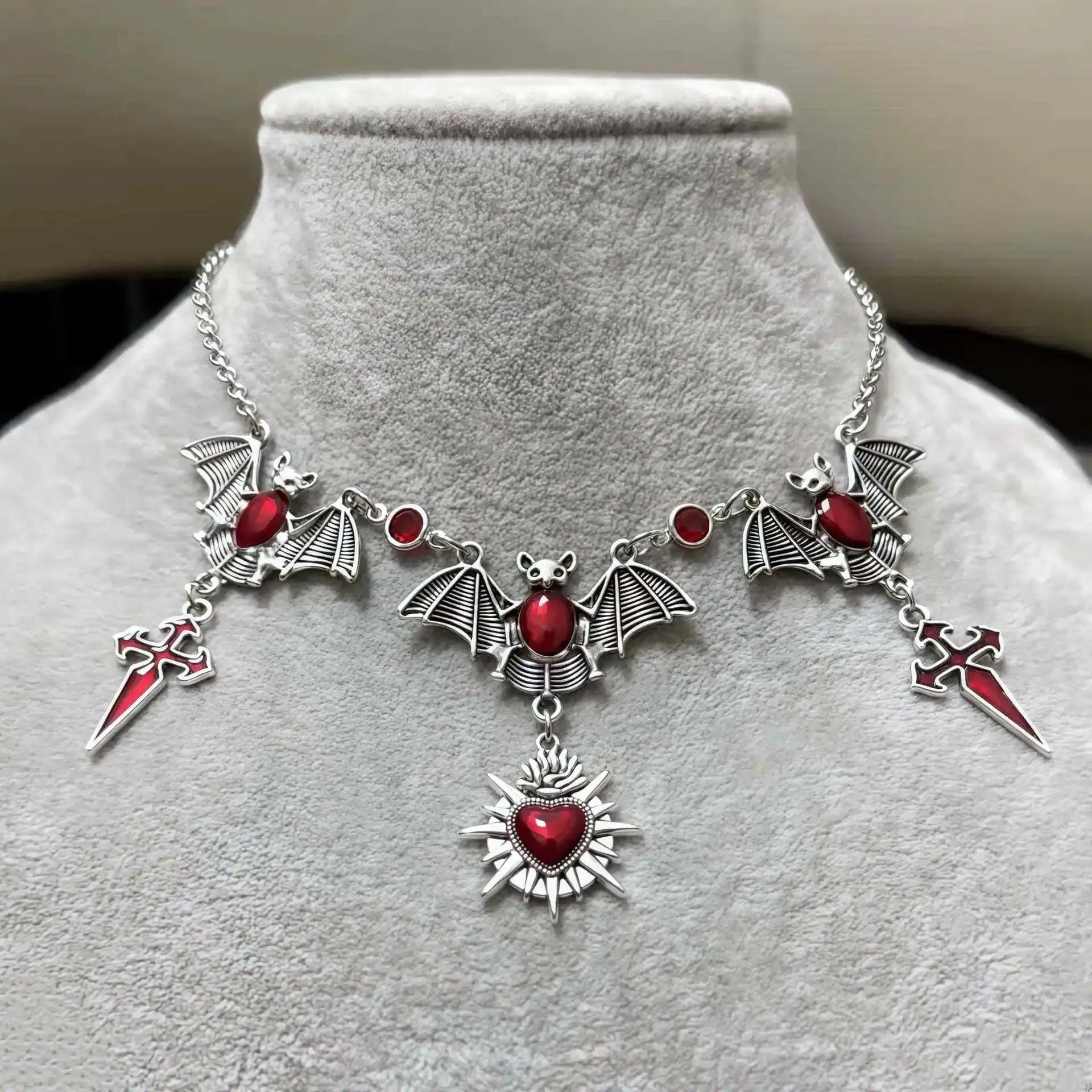 Vampire Bat Choker Gothic Witch Necklace Halloween jewelry-MoonChildWorld