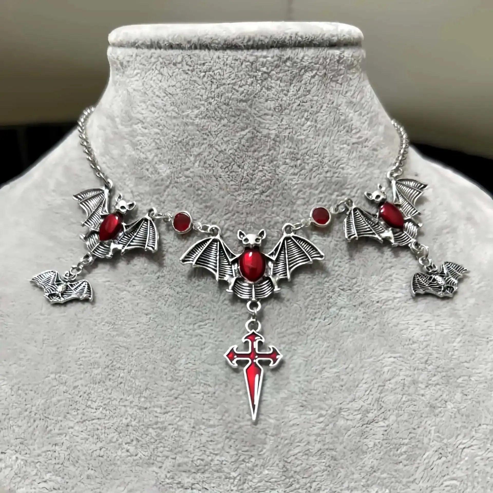 Vampire Bat Choker Gothic Witch Necklace Halloween jewelry-MoonChildWorld