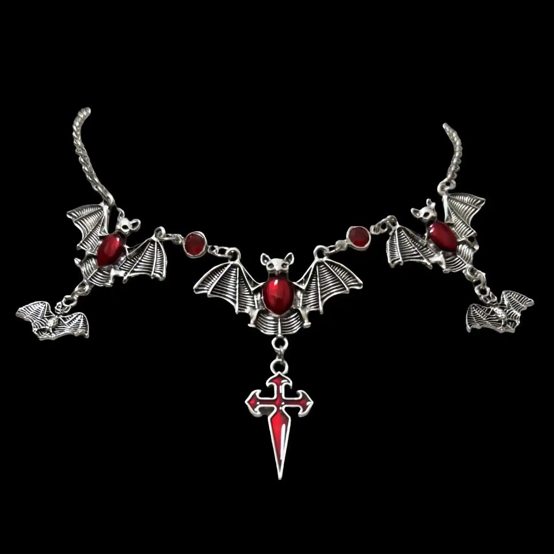 Vampire Bat Choker Gothic Witch Necklace Halloween jewelry-MoonChildWorld