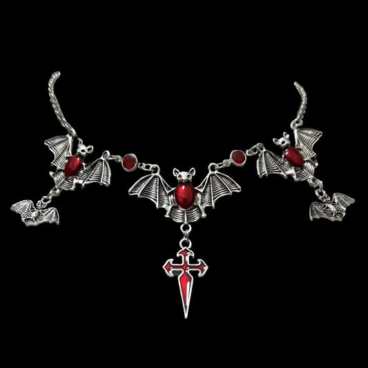 Vampire Bat Choker Gothic Witch Necklace Halloween jewelry-MoonChildWorld