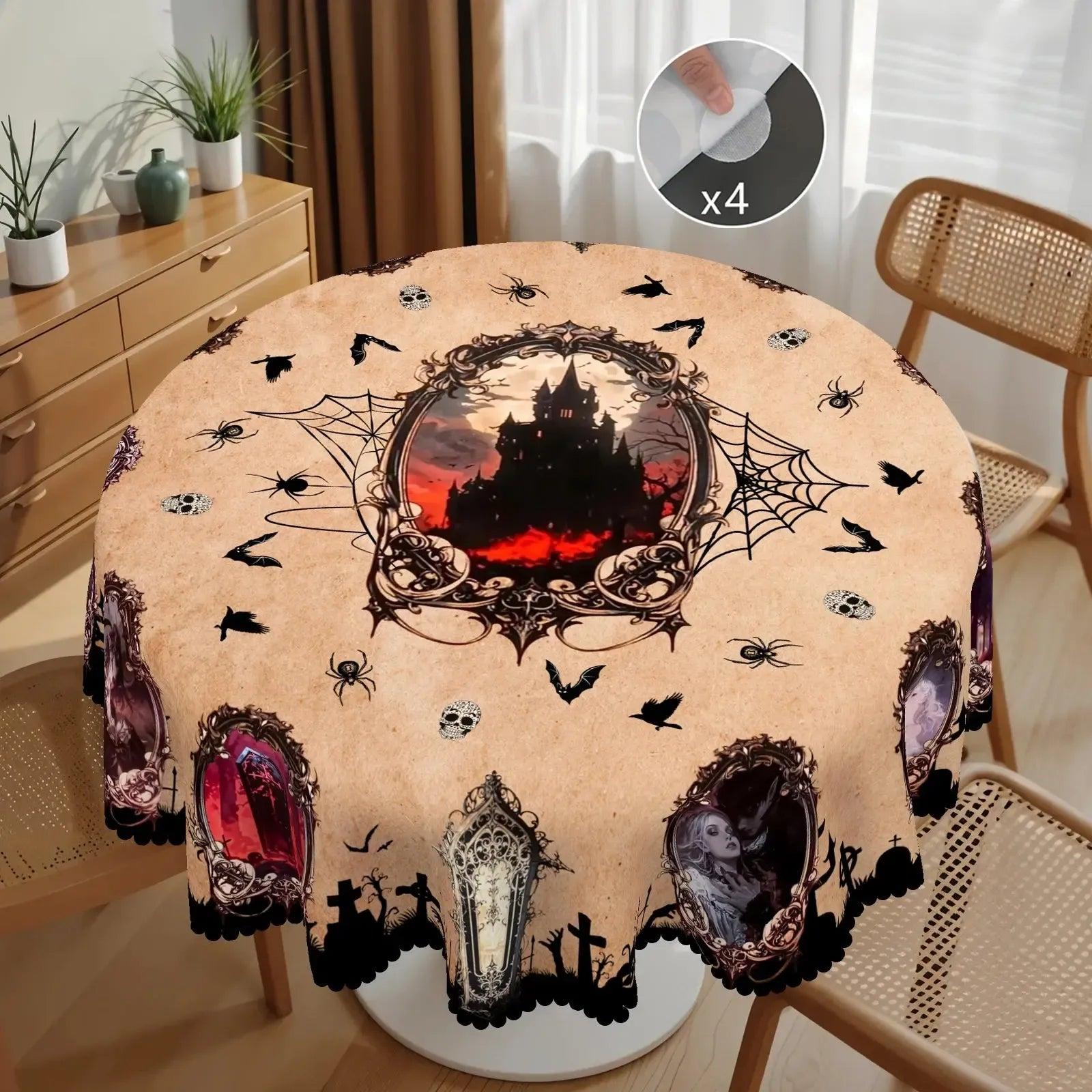 Vampire Witch Gothic Castle Tablecloth for Halloween Home Decor-MoonChildWorld