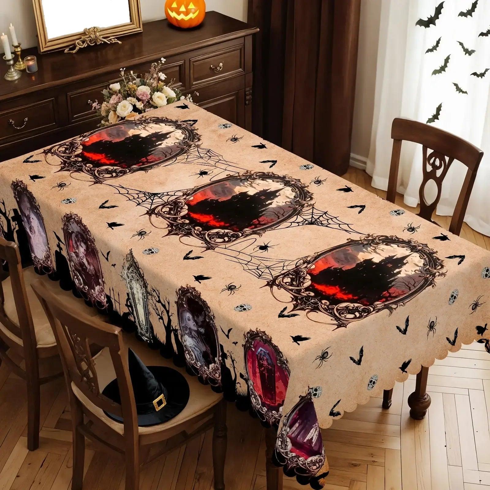 Vampire Witch Gothic Castle Tablecloth for Halloween Home Decor-MoonChildWorld