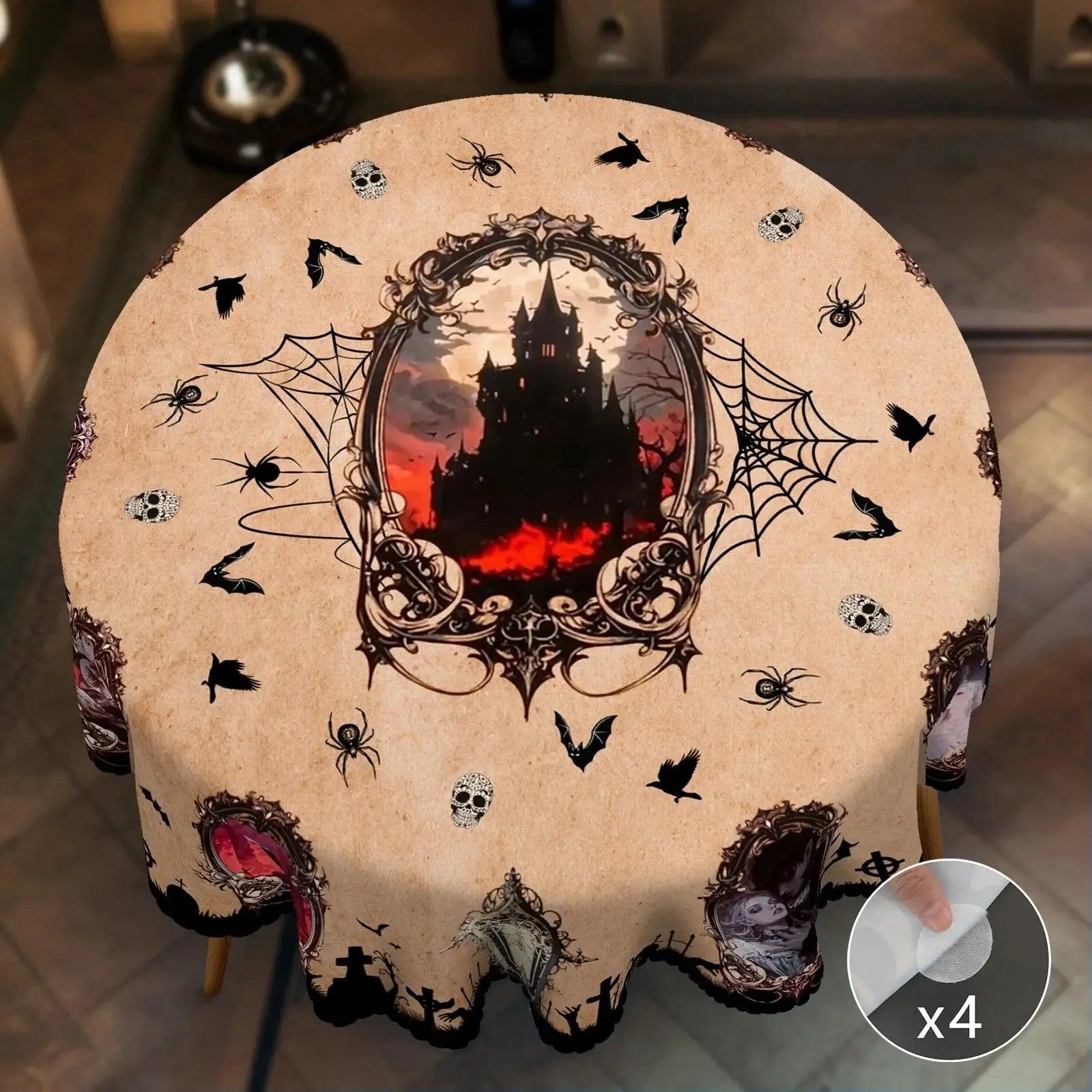 Vampire Witch Gothic Castle Tablecloth for Halloween Home Decor-MoonChildWorld