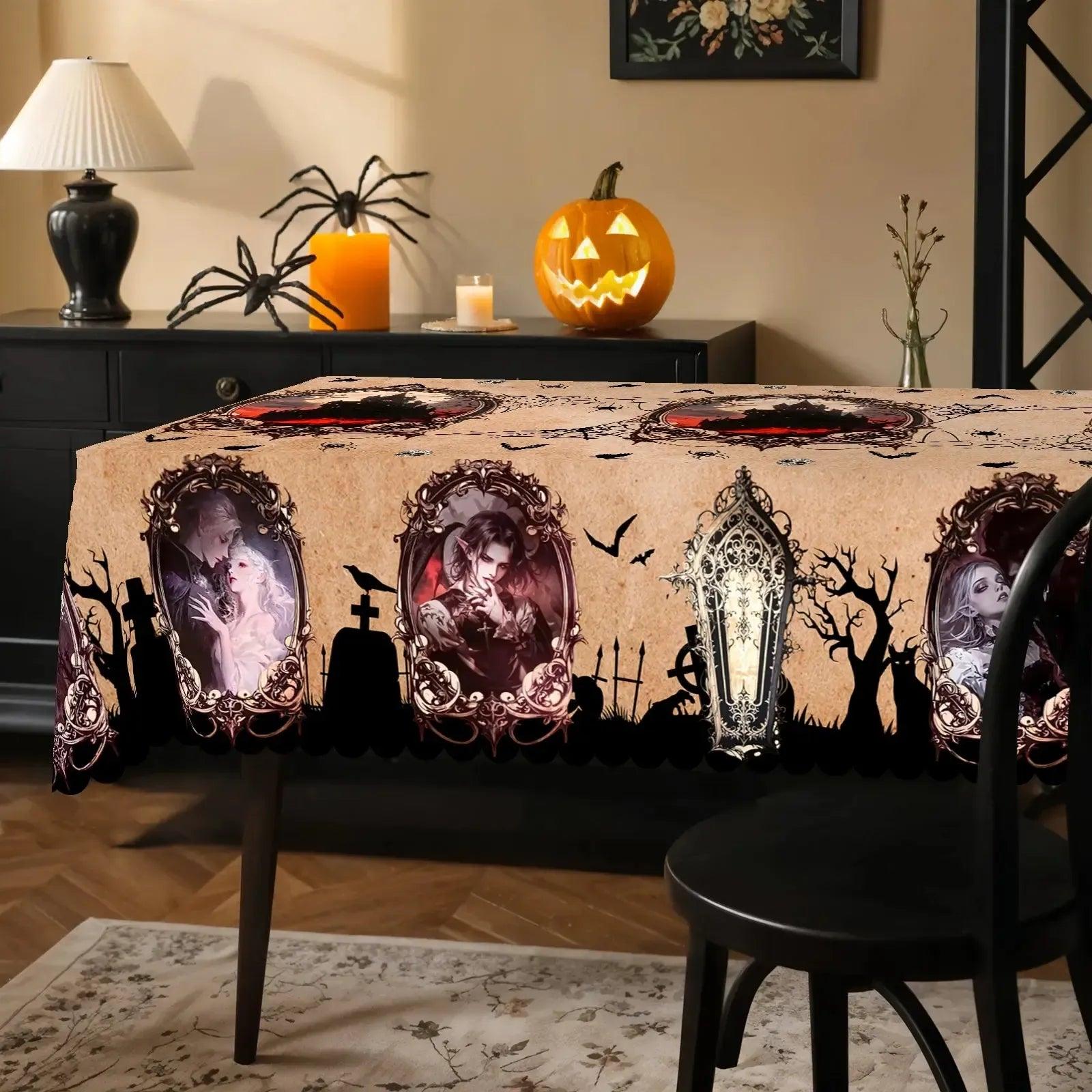 Vampire Witch Gothic Castle Tablecloth for Halloween Home Decor-MoonChildWorld
