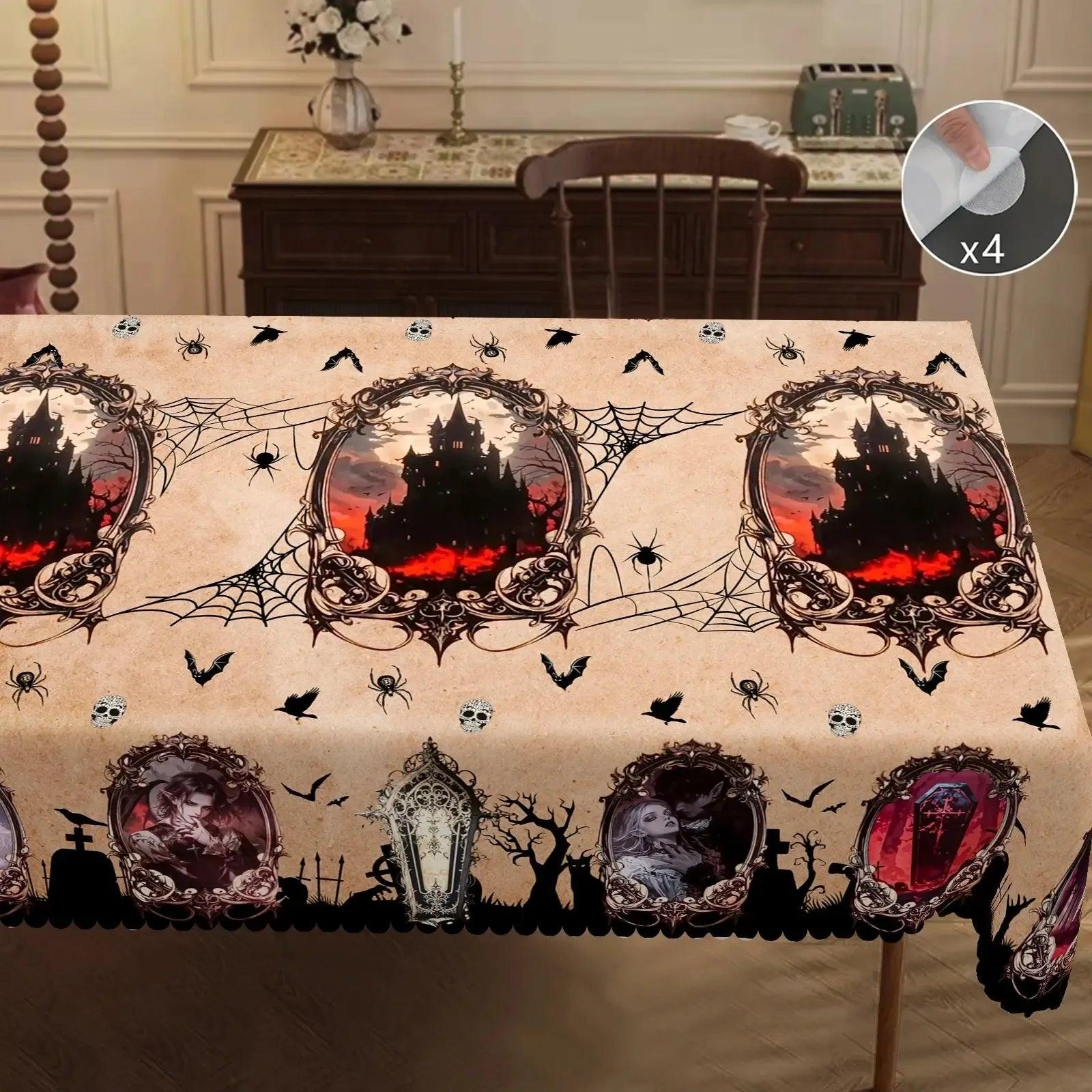 Vampire Witch Gothic Castle Tablecloth for Halloween Home Decor-MoonChildWorld