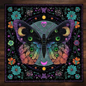 Vibrant Butterfly Moon Tarot Tablecloth Occult Celestial Divination Table Cover For Spiritual Ritual Home-MoonChildWorld